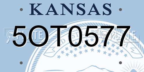 5OT0577 Kansas License Plate