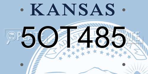 5OT485 Kansas License Plate