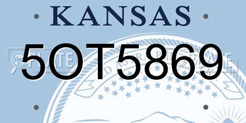 5OT5869 Kansas License Plate