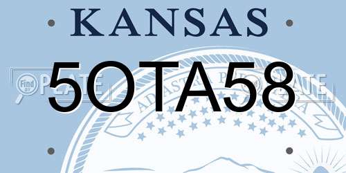 5OTA58 Kansas License Plate