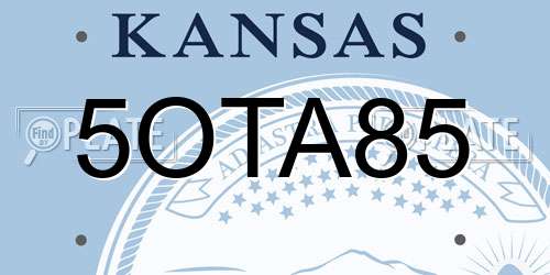 5OTA85 Kansas License Plate