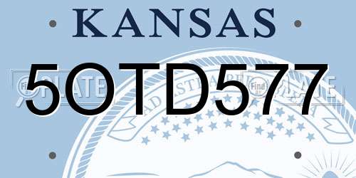 5OTD577 Kansas License Plate