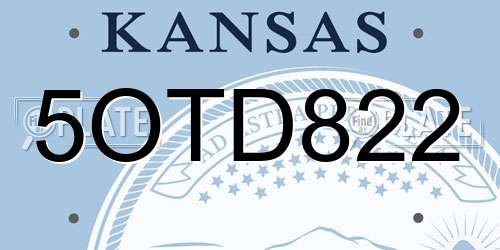 5OTD822 Kansas License Plate