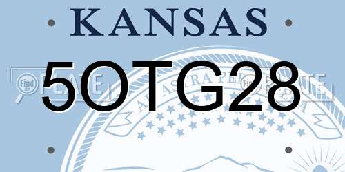 5OTG28 Kansas License Plate