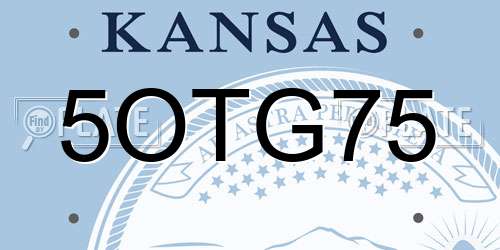 5OTG75 Kansas License Plate