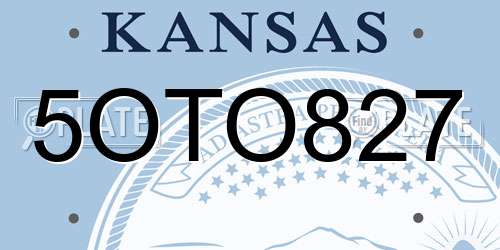 5OTO827 Kansas License Plate