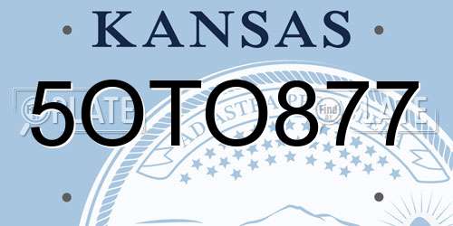 5OTO877 Kansas License Plate