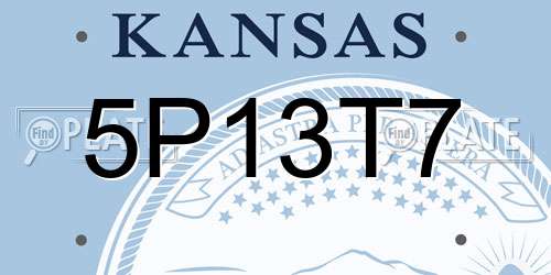 5P13T7 Kansas License Plate