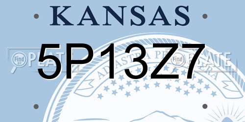 5P13Z7 Kansas License Plate