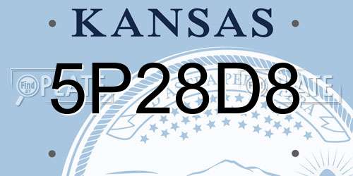 5P28D8 Kansas License Plate