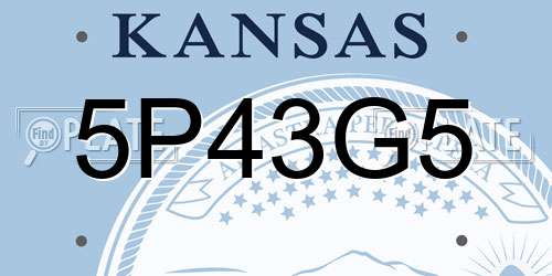 5P43G5 Kansas License Plate