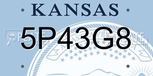 5P43G8 Kansas License Plate