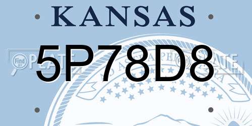 5P78D8 Kansas License Plate