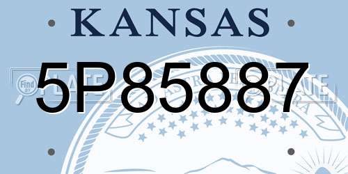 5P85887 Kansas License Plate