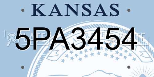 5PA3454 Kansas License Plate