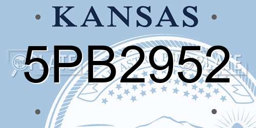 5PB2952 Kansas License Plate