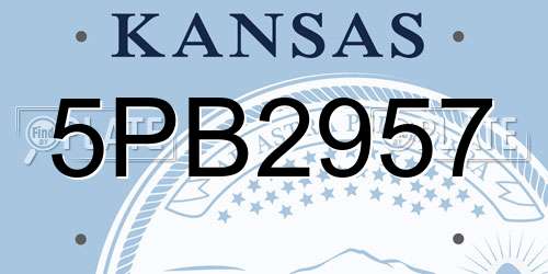 5PB2957 Kansas License Plate