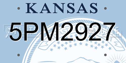 5PM2927 Kansas License Plate