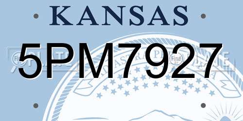 5PM7927 Kansas License Plate