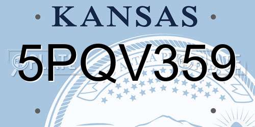 5PQV359 Kansas License Plate