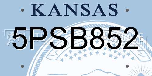 5PSB852 Kansas License Plate