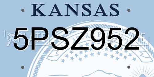 5PSZ952 Kansas License Plate