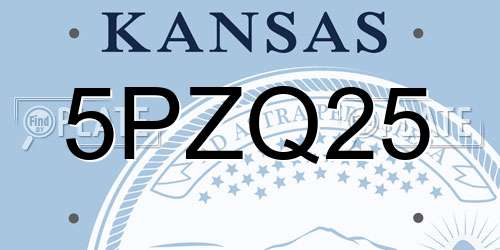 5PZQ25 Kansas License Plate