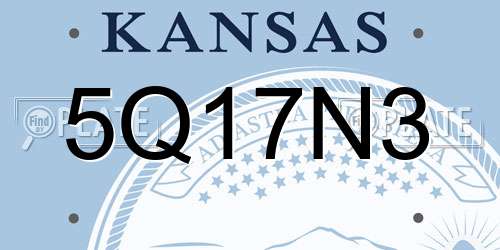 5Q17N3 Kansas License Plate