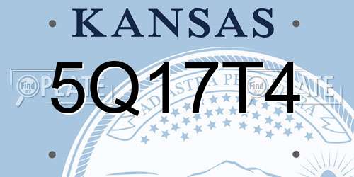 5Q17T4 Kansas License Plate
