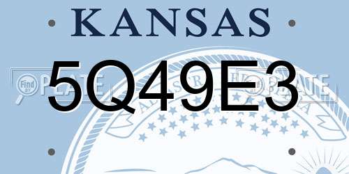5Q49E3 Kansas License Plate
