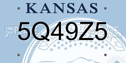 5Q49Z5 Kansas License Plate