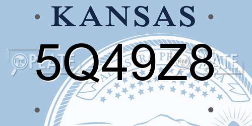 5Q49Z8 Kansas License Plate