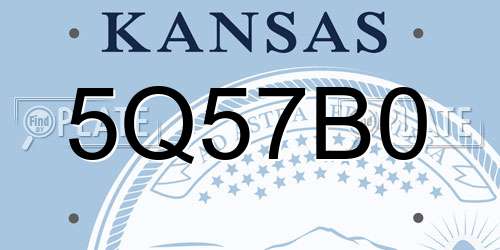 5Q57B0 Kansas License Plate