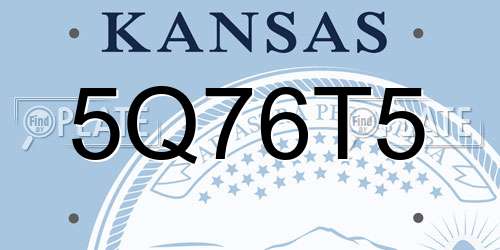 5Q76T5 Kansas License Plate
