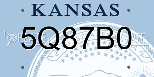 5Q87B0 Kansas License Plate