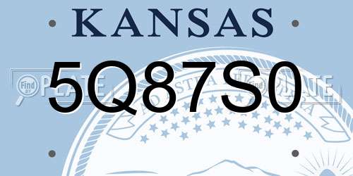 5Q87S0 Kansas License Plate