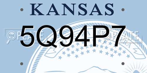 5Q94P7 Kansas License Plate