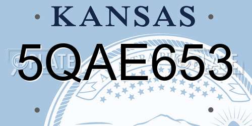 5QAE653 Kansas License Plate