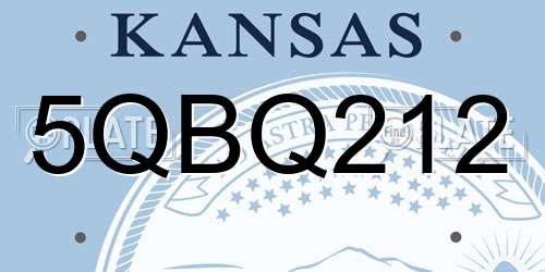5QBQ212 Kansas License Plate