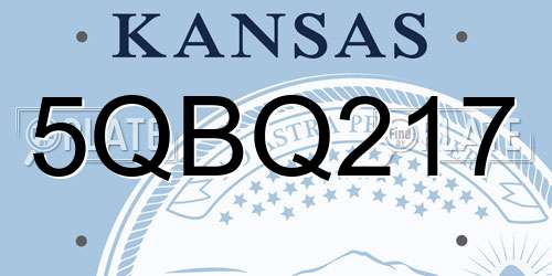 5QBQ217 Kansas License Plate