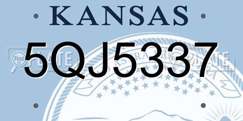 5QJ5337 Kansas License Plate