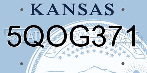 5QOG371 Kansas License Plate