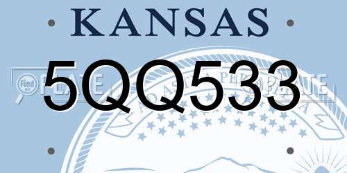 5QQ533 Kansas License Plate