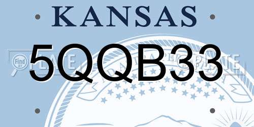 5QQB33 Kansas License Plate