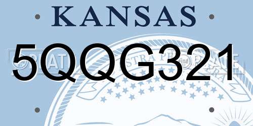 5QQG321 Kansas License Plate