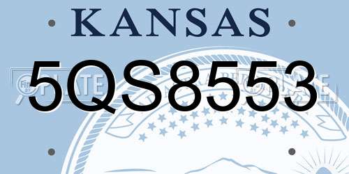 5QS8553 Kansas License Plate
