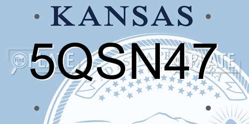 5QSN47 Kansas License Plate
