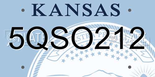5QSO212 Kansas License Plate