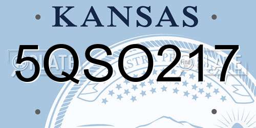 5QSO217 Kansas License Plate