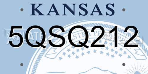 5QSQ212 Kansas License Plate